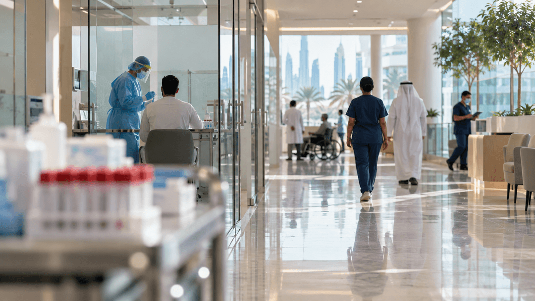 DHA outbreak playbook: 24-hour reporting and AED150 PCRs decide COVID-19 risk