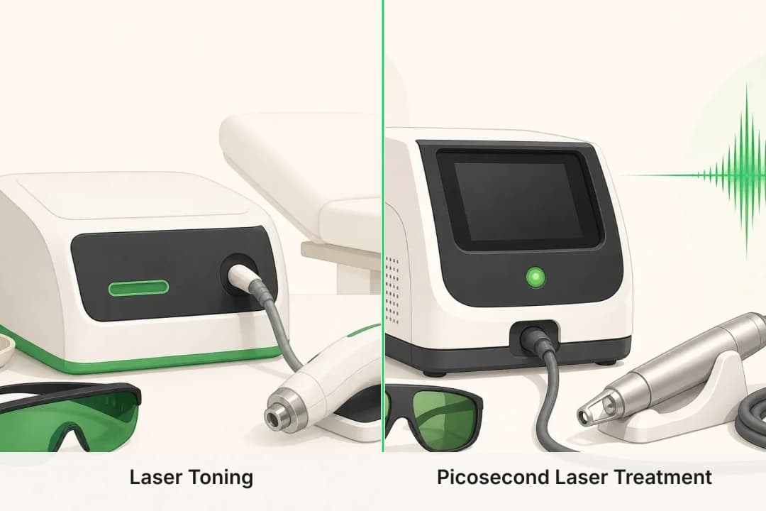 Laser Toning and Picosecond Laser Treatment shown side by side for comparison