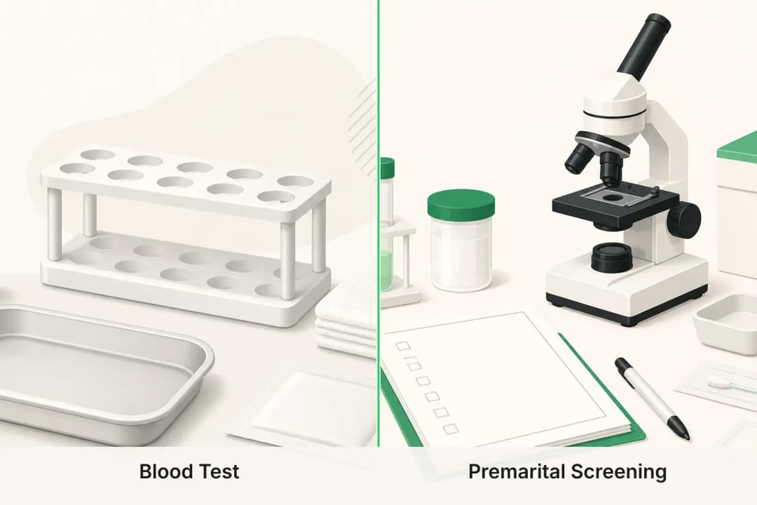 Blood Test and Premarital Screening shown side by side for comparison