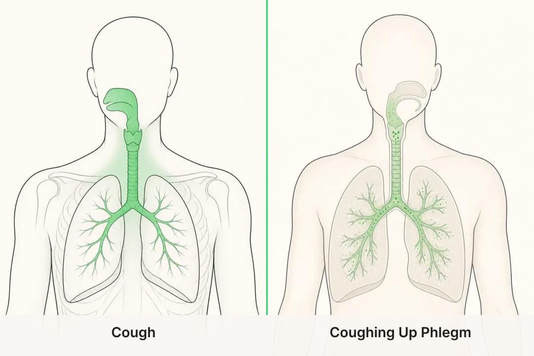 Cough and Coughing Up Phlegm shown side by side for comparison