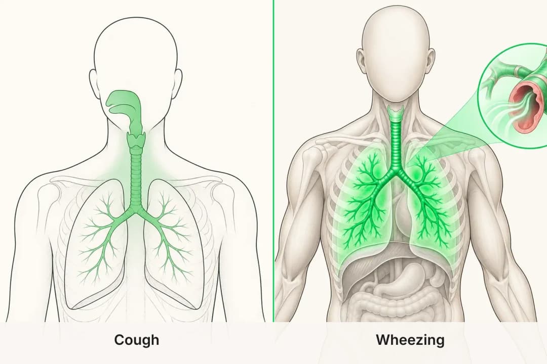 Cough and Wheezing shown side by side for comparison