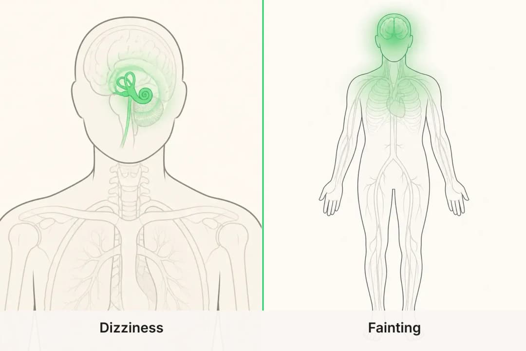 Dizziness and Fainting shown side by side for comparison