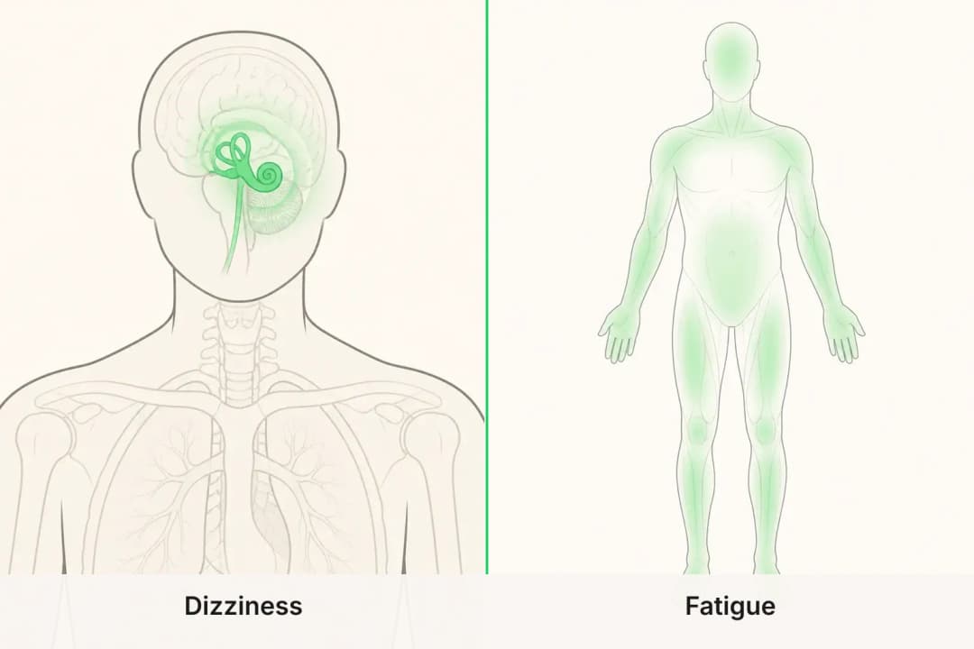 Dizziness and Fatigue shown side by side for comparison