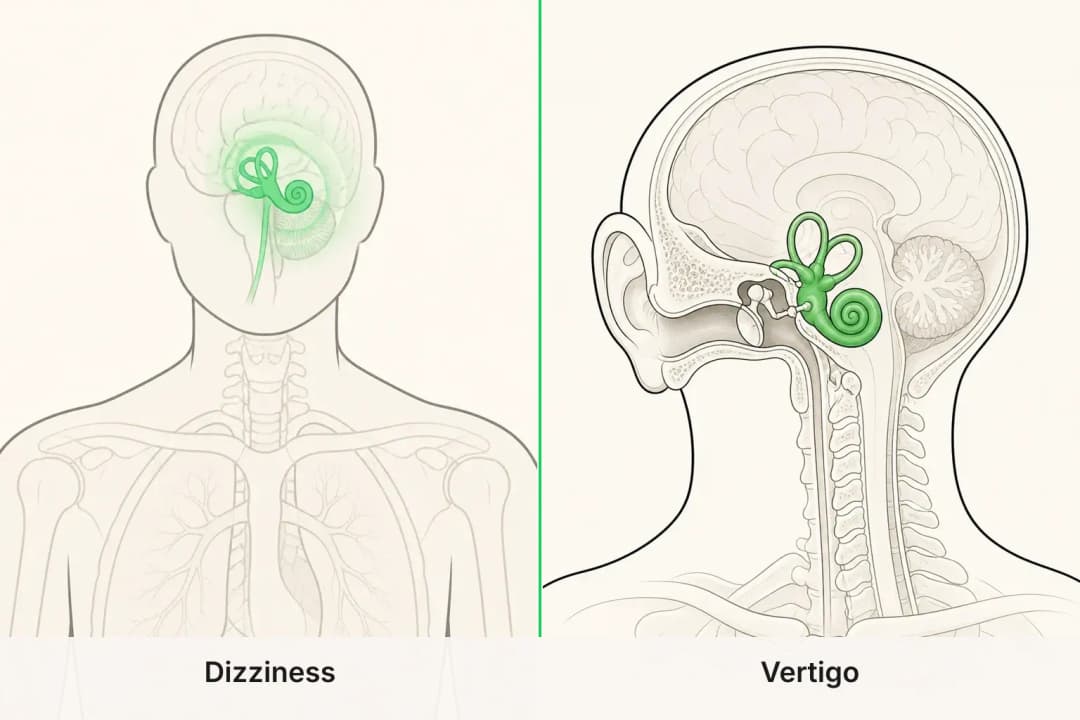 Dizziness and Vertigo shown side by side for comparison