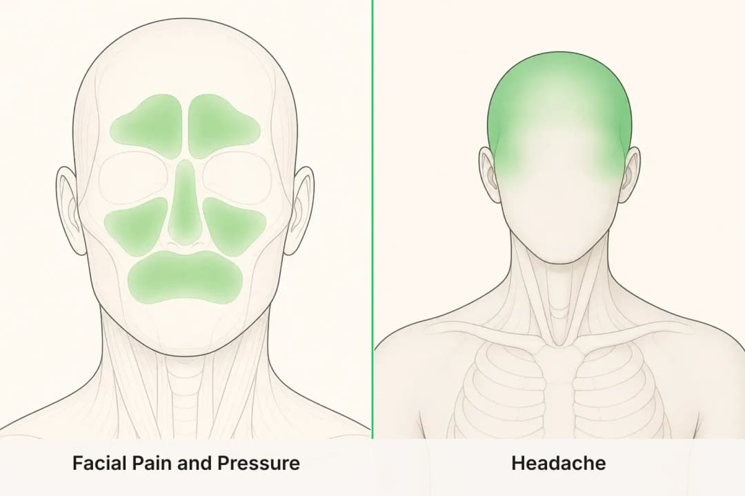 Facial Pain and Pressure and Headache shown side by side for comparison