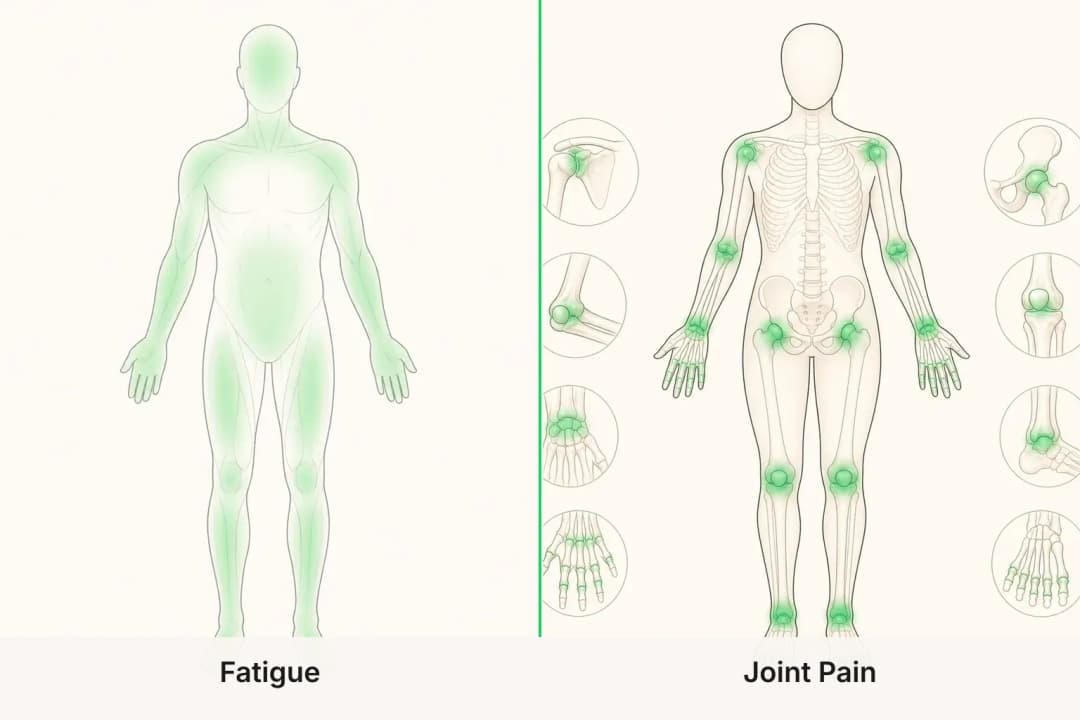 Fatigue and Joint Pain shown side by side for comparison