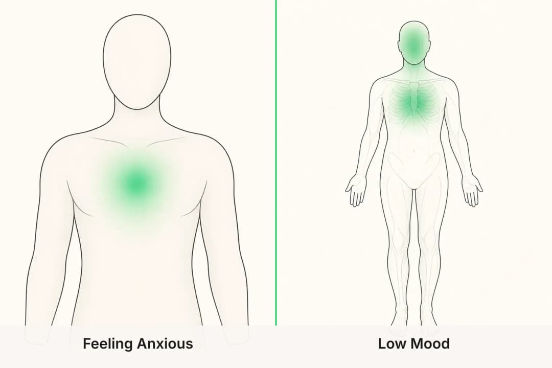 Feeling Anxious and Low Mood shown side by side for comparison