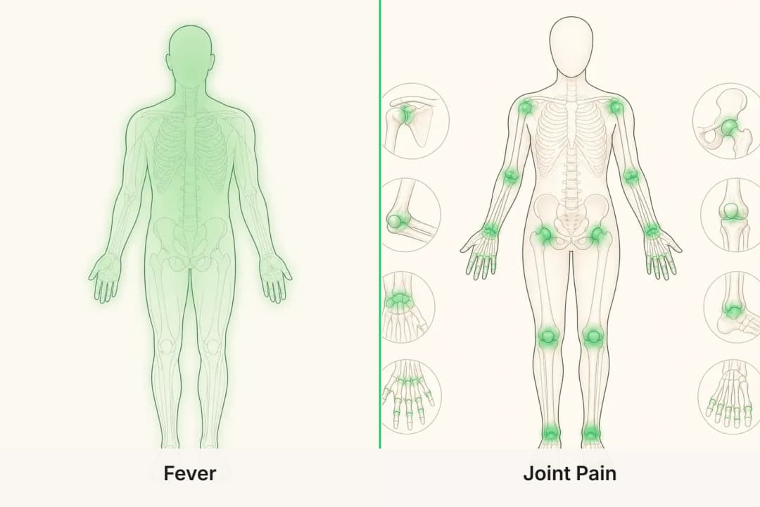 Fever and Joint Pain shown side by side for comparison
