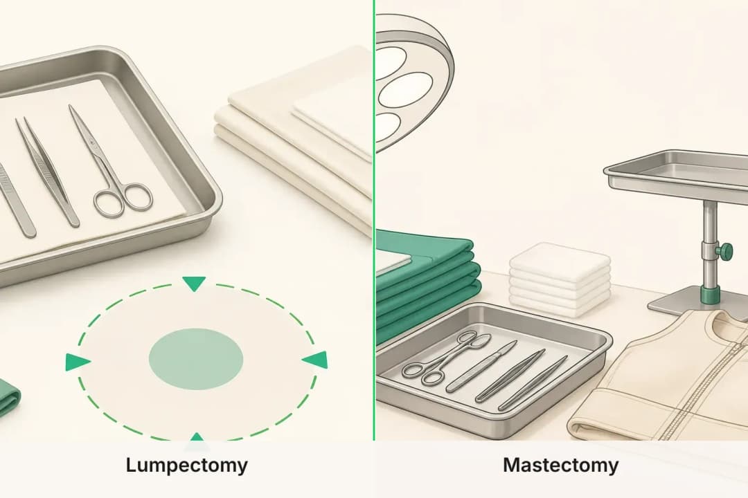Lumpectomy and Mastectomy shown side by side for comparison