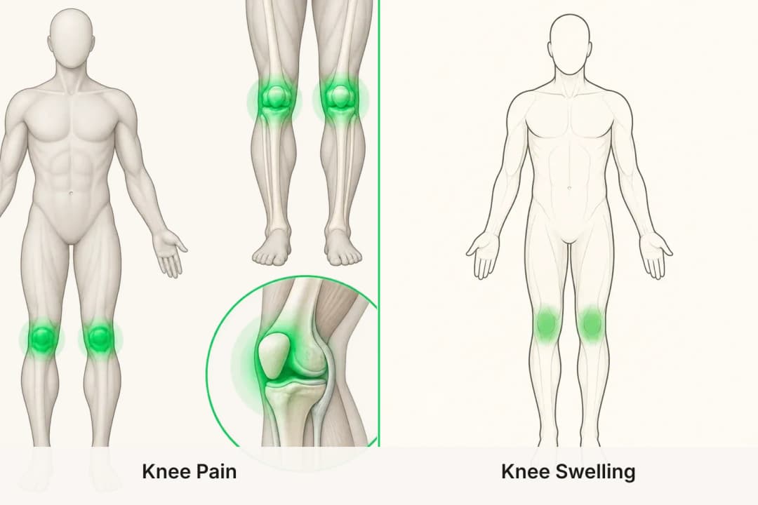 Knee Pain and Knee Swelling shown side by side for comparison