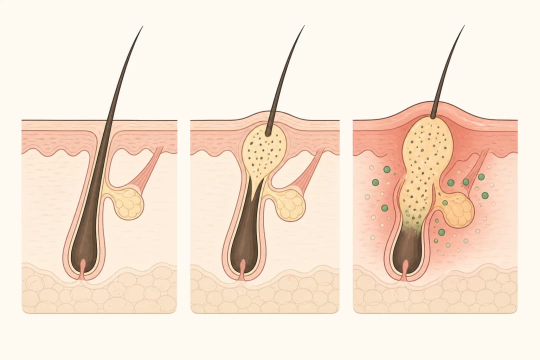 How the structures involved in Back Acne differ from normal