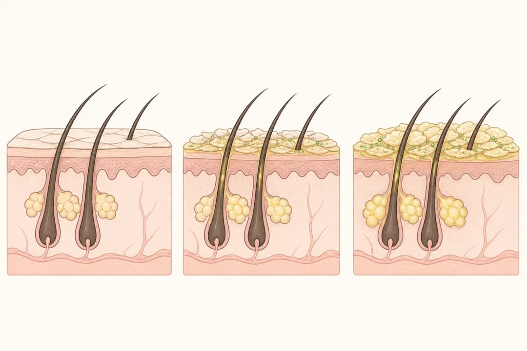 How the structures involved in Cradle Cap differ from normal