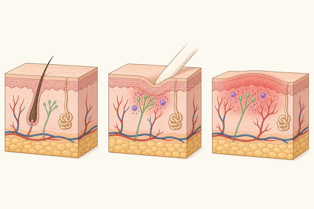How the structures involved in Skin Writing differ from normal