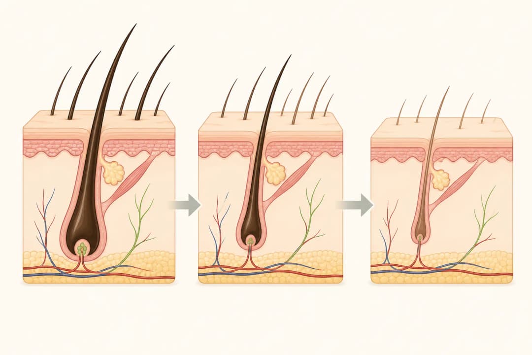 How the structures involved in Female Pattern Hair Loss differ from normal