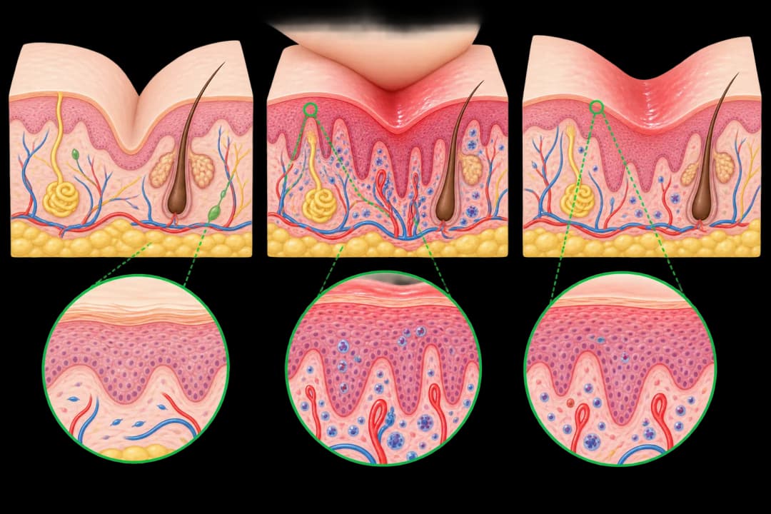 How the structures involved in Inverse Psoriasis differ from normal
