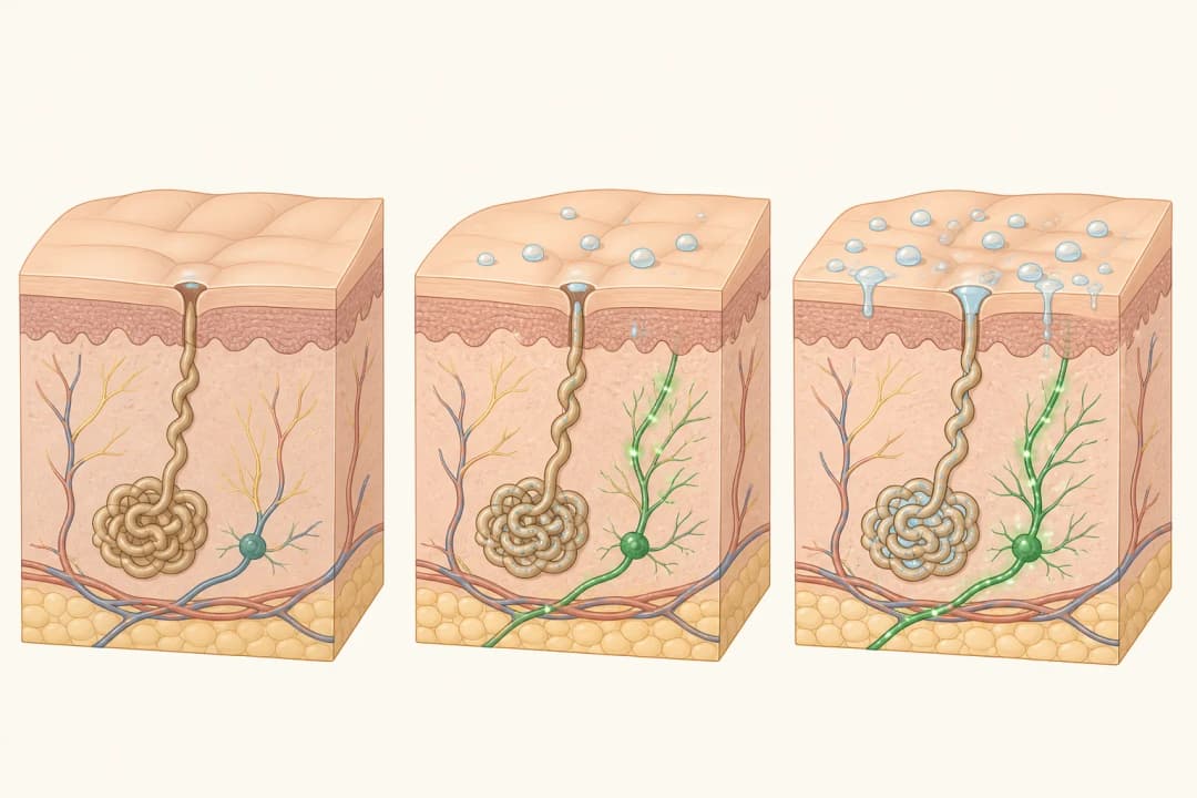 How the structures involved in Sweaty Palms differ from normal