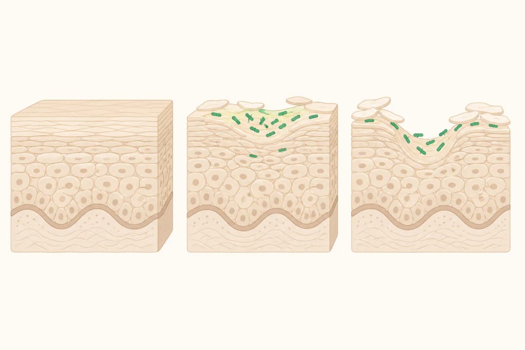 How the structures involved in Pitted Keratolysis differ from normal