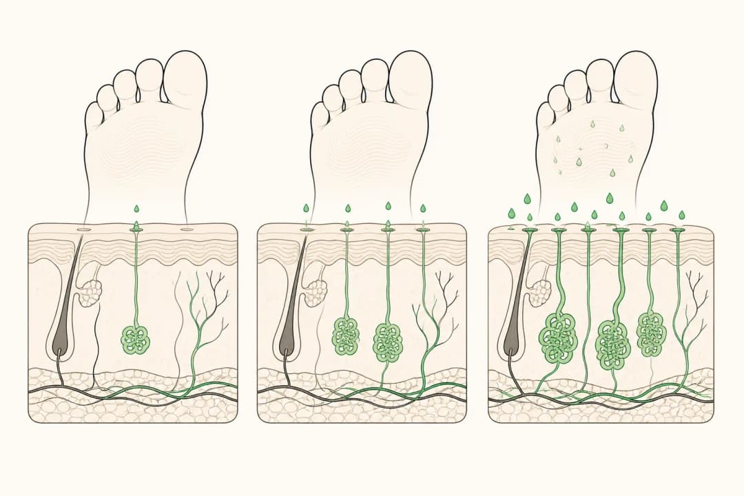How the structures involved in Sweaty Feet differ from normal
