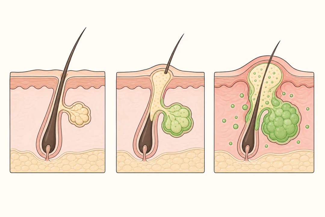 How the structures involved in Steroid Acne differ from normal