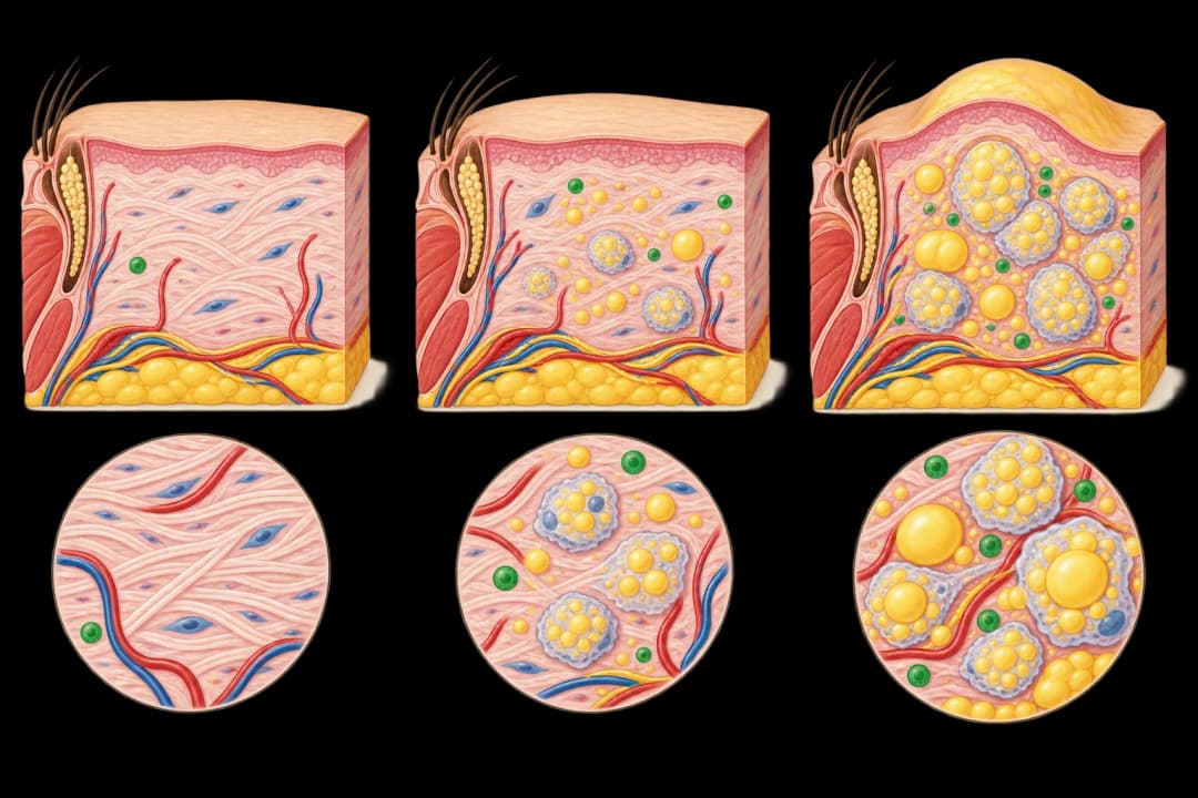 How the structures involved in Xanthelasma differ from normal