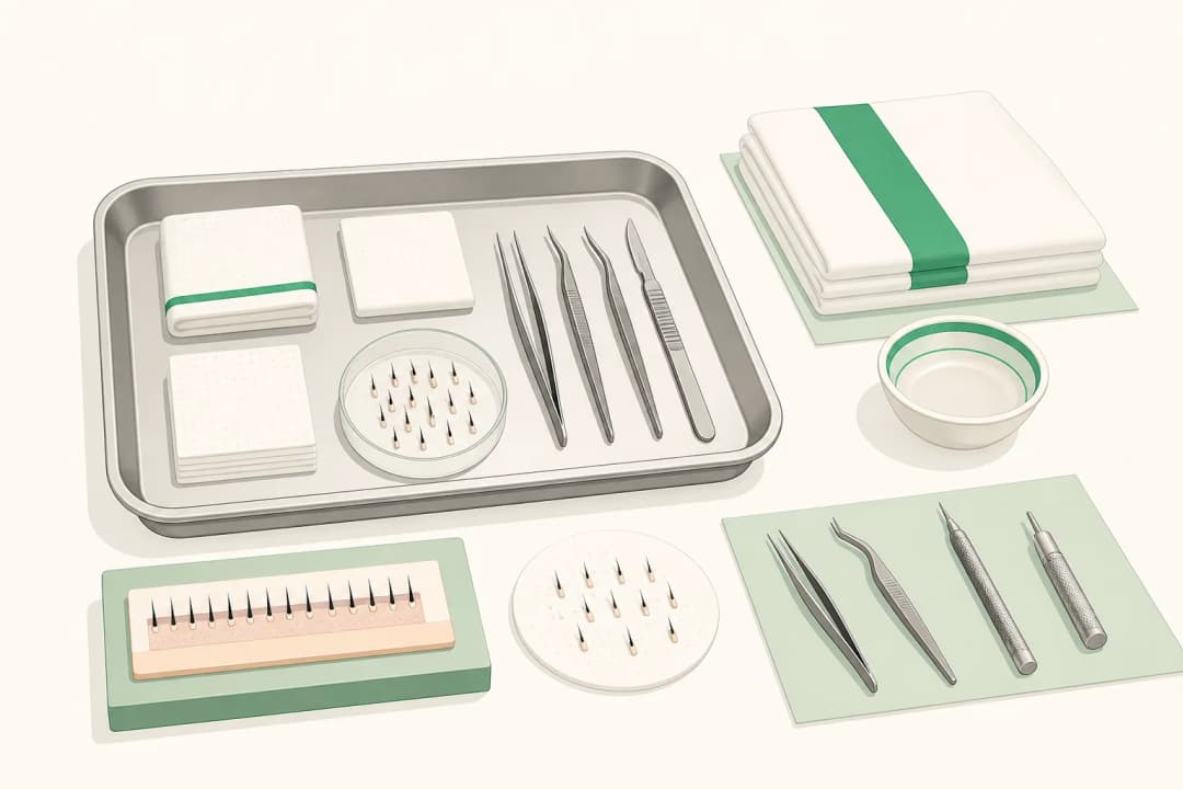 Equipment and setting used in FUT Hair Transplant