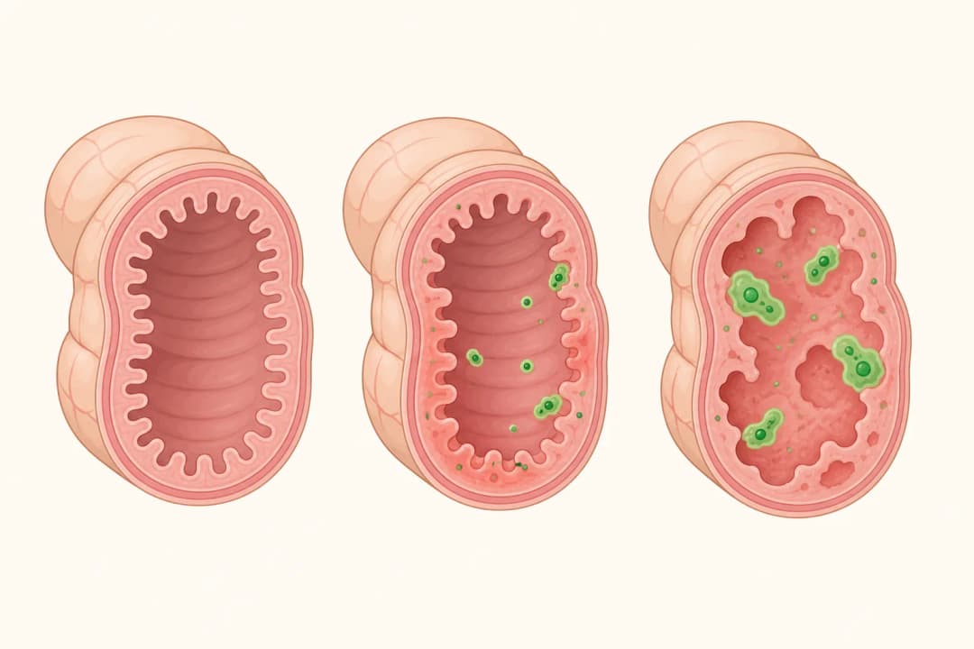 How the structures involved in Amoebiasis differ from normal