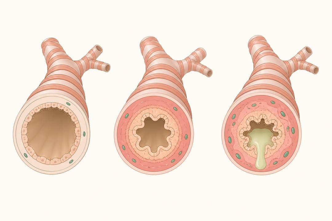 How the structures involved in Asthma differ from normal