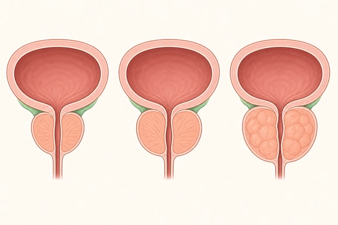 How the structures involved in Benign Prostatic Hyperplasia differ from normal