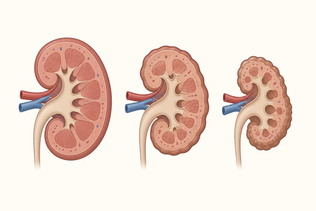 How the structures involved in Chronic Kidney Disease differ from normal
