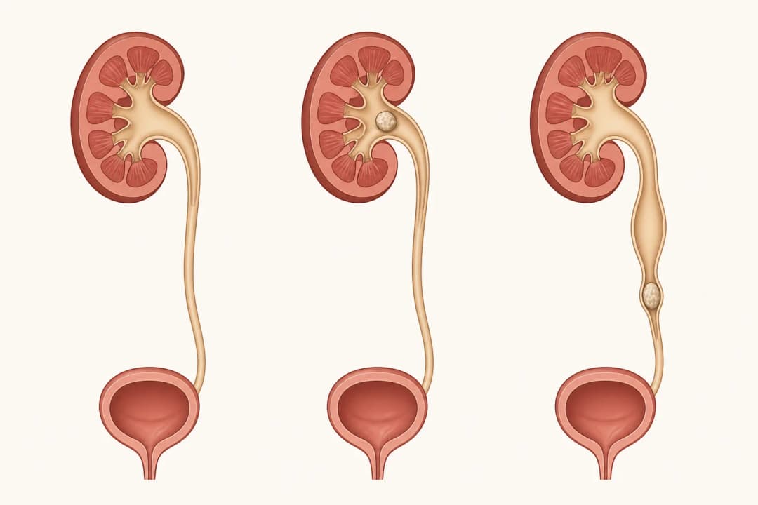 How the structures involved in Kidney Stones differ from normal