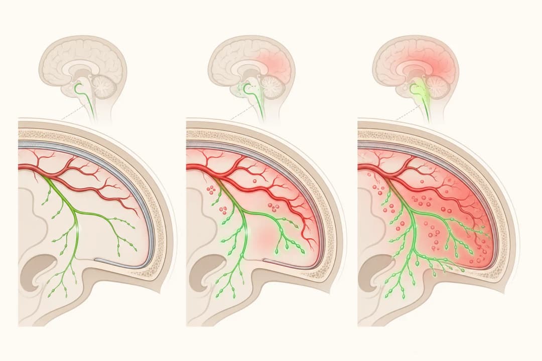 How the structures involved in Migraine differ from normal