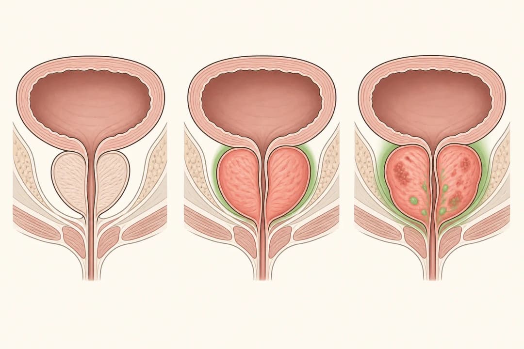 How the structures involved in Prostatitis differ from normal