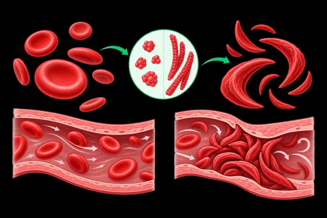 How the structures involved in Sickle Cell Disease differ from normal