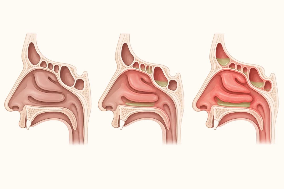 How the structures involved in Sinusitis differ from normal