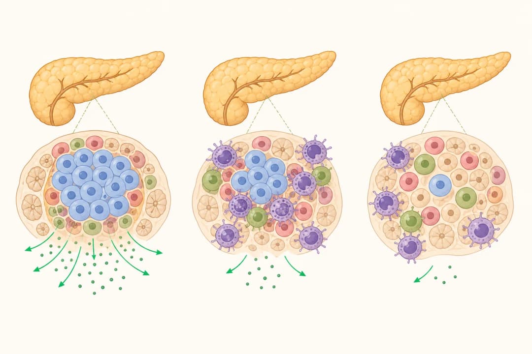 How the structures involved in Type 1 Diabetes differ from normal