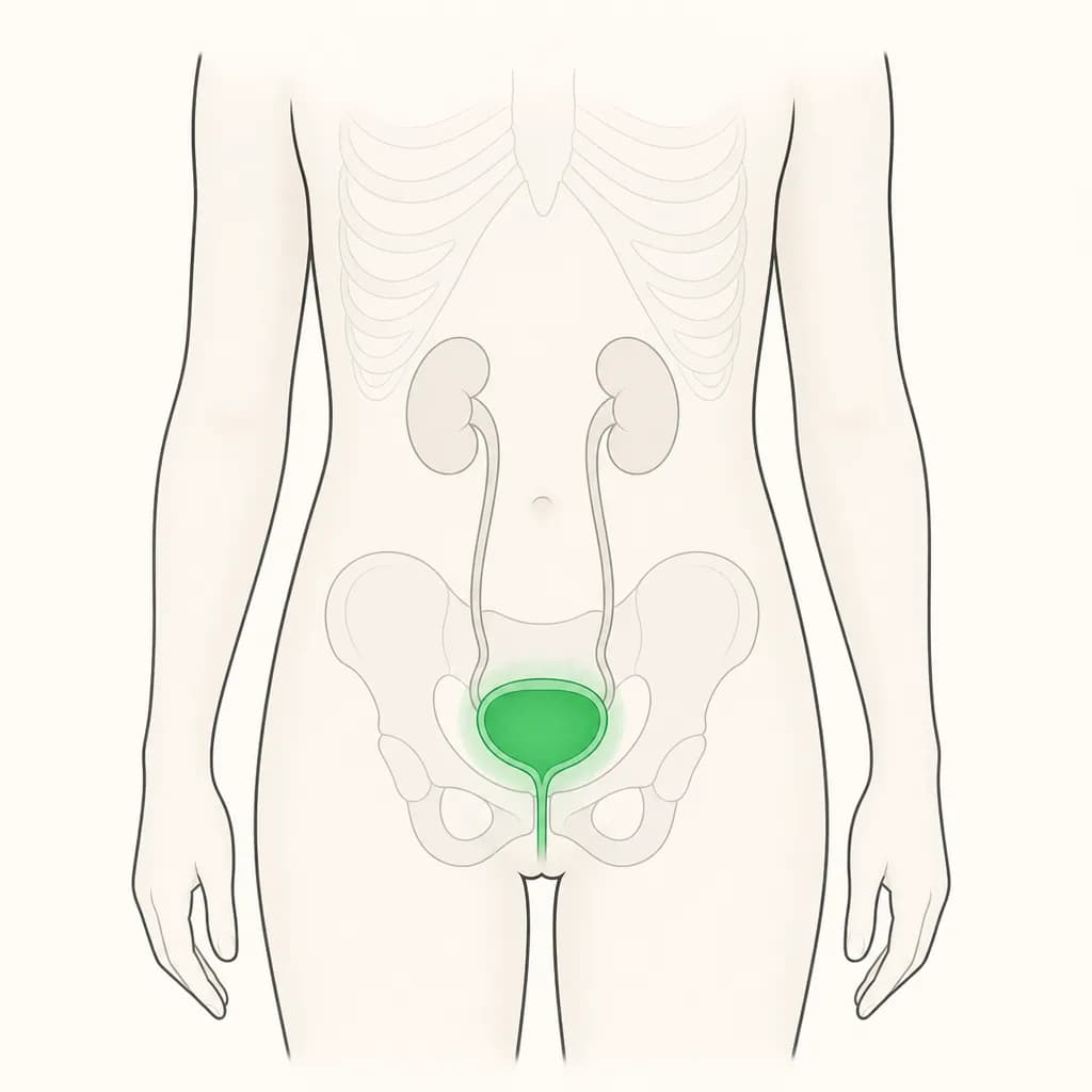 Where Bedwetting is typically felt, shown on a simplified body outline