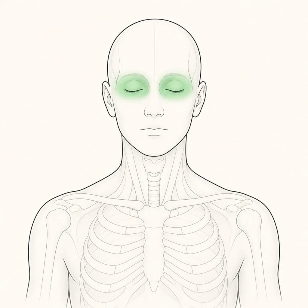 Where Blurred Vision is typically felt, shown on a simplified body outline