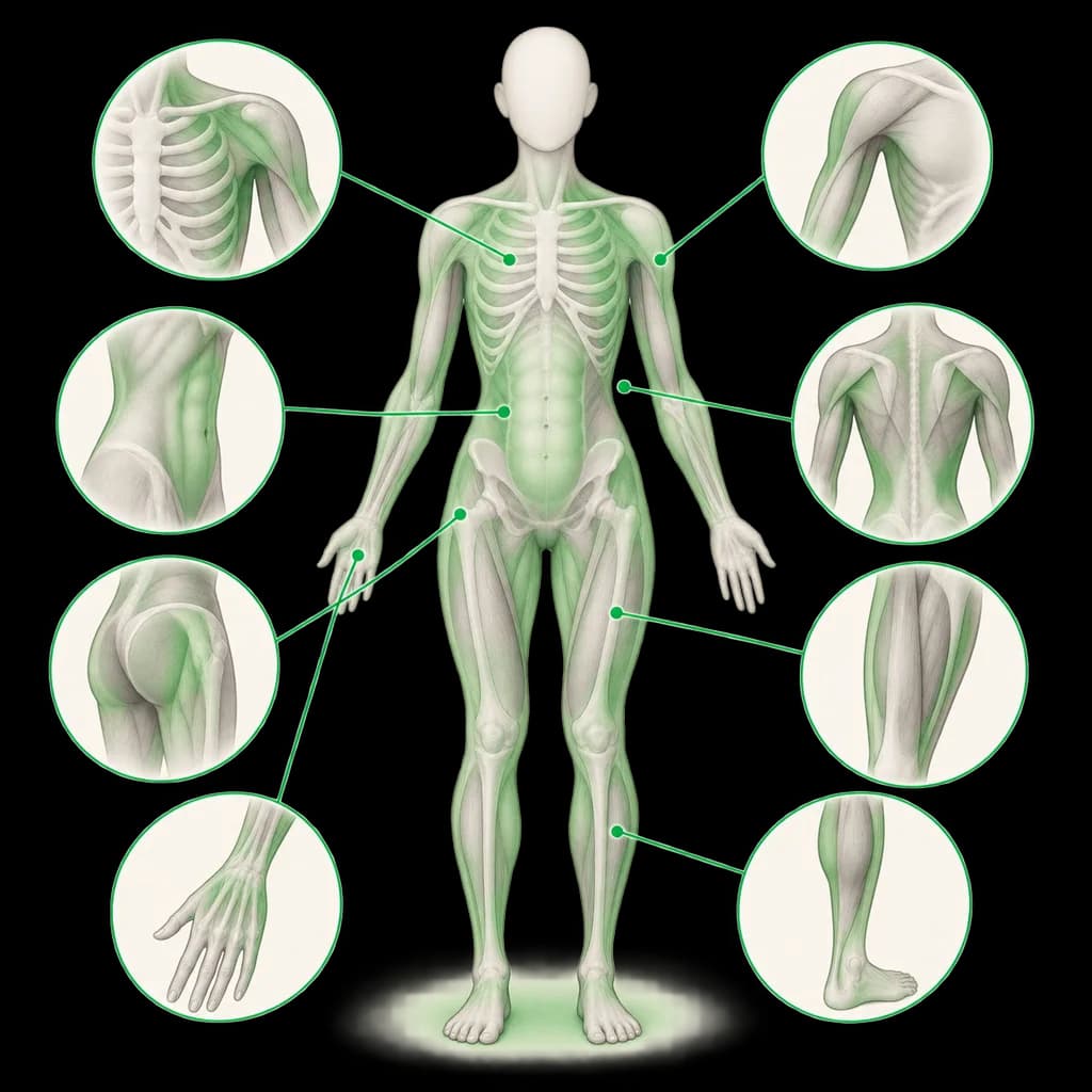Where Unintentional Weight Loss is typically felt, shown on a simplified body outline