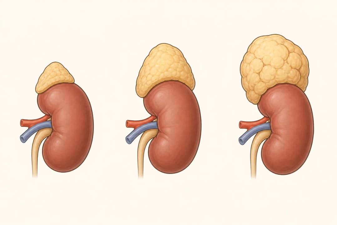 How the structures involved in Adrenal Cancer differ from normal