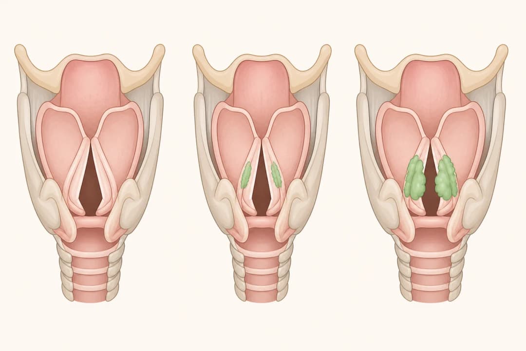 How the structures involved in Voice Box Cancer differ from normal