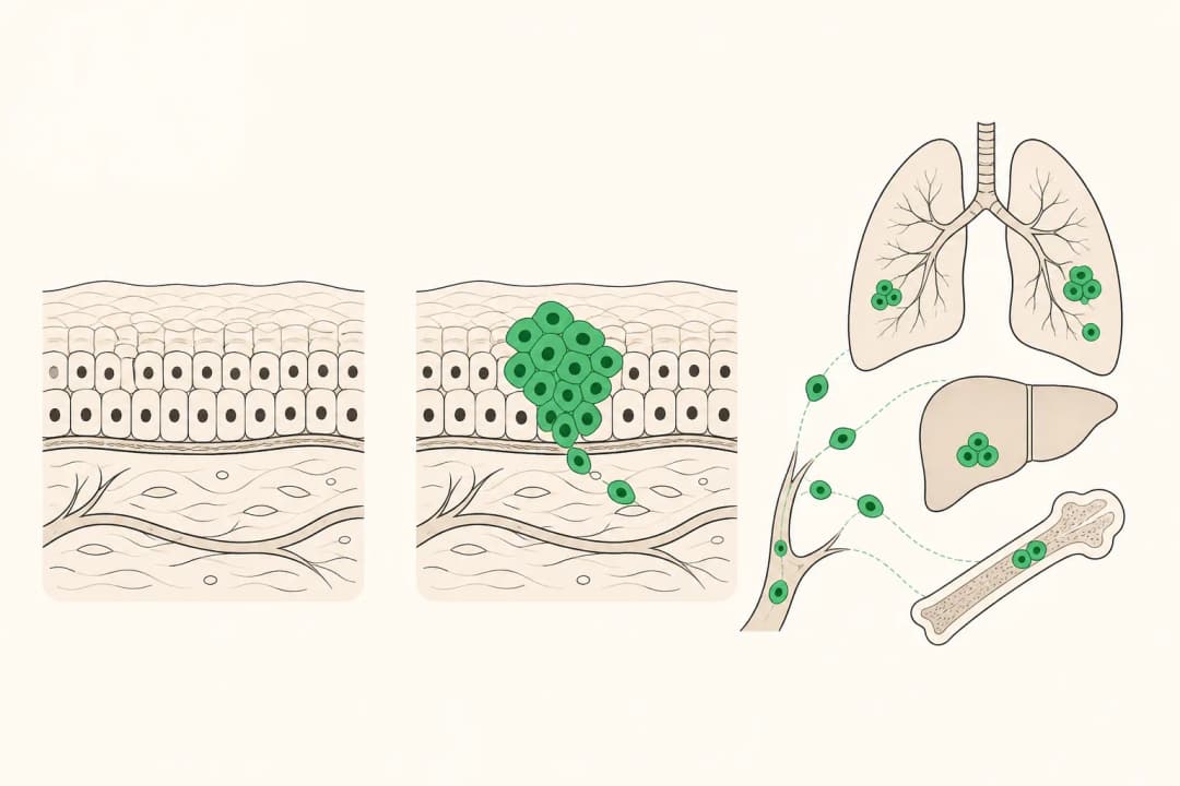 How the structures involved in Metastatic Cancer differ from normal