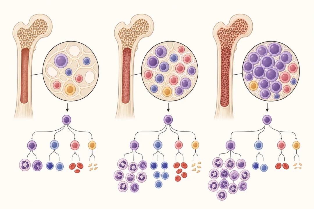 How the structures involved in Myeloproliferative Neoplasms differ from normal