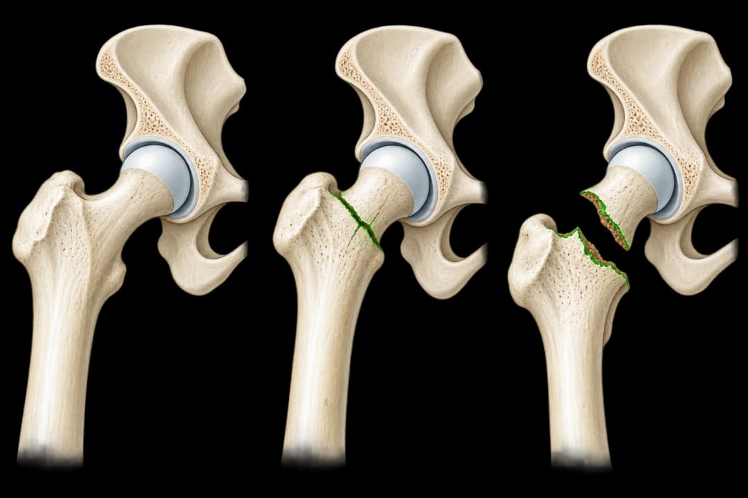 How the structures involved in Hip Fracture differ from normal