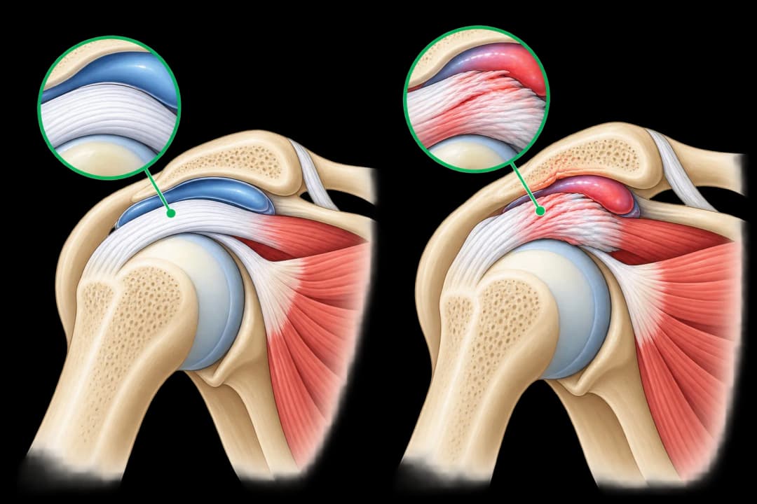 How the structures involved in Rotator Cuff Tendinitis differ from normal