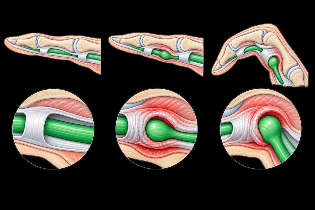 How the structures involved in Trigger Finger differ from normal