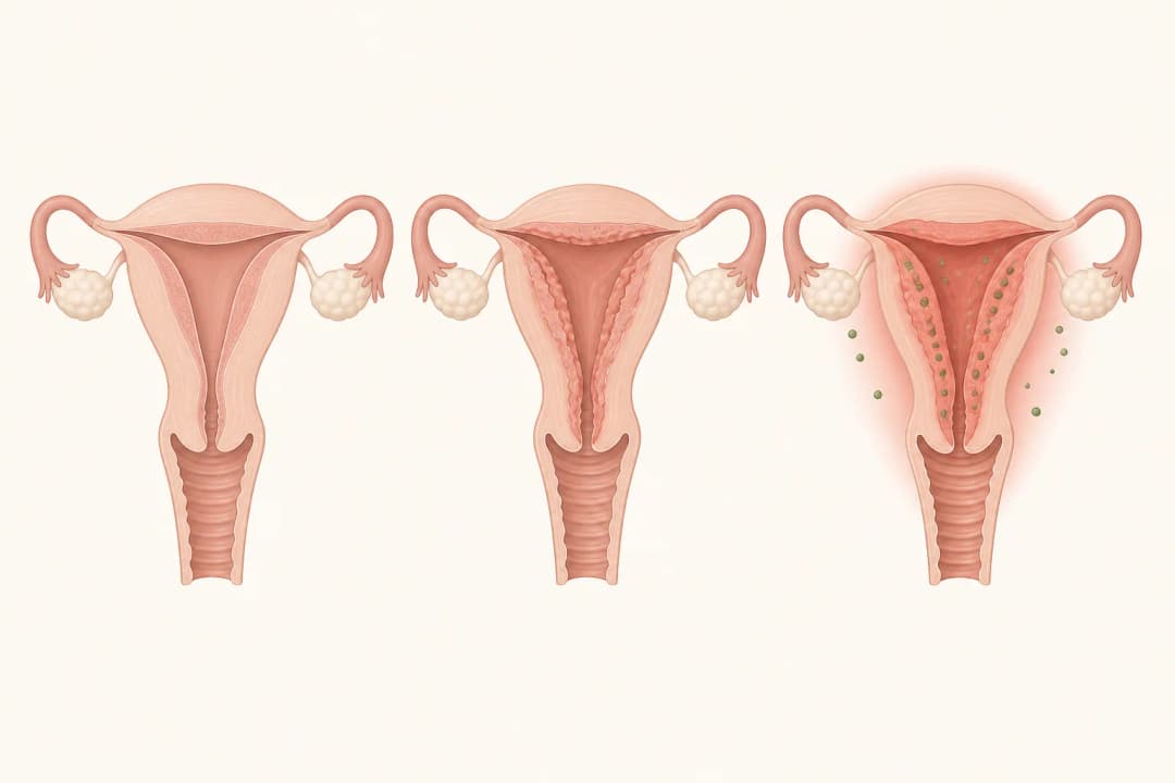 How the structures involved in Endometritis differ from normal