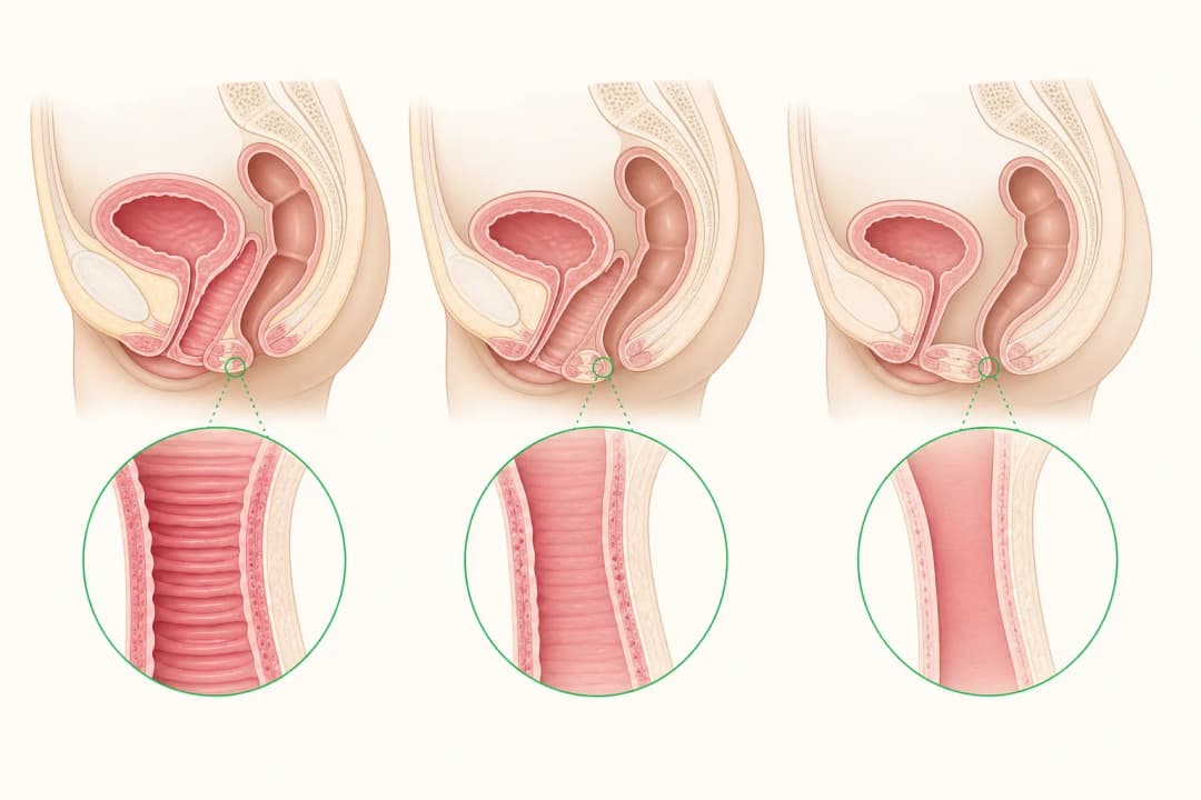 How the structures involved in Genitourinary Syndrome of Menopause differ from normal