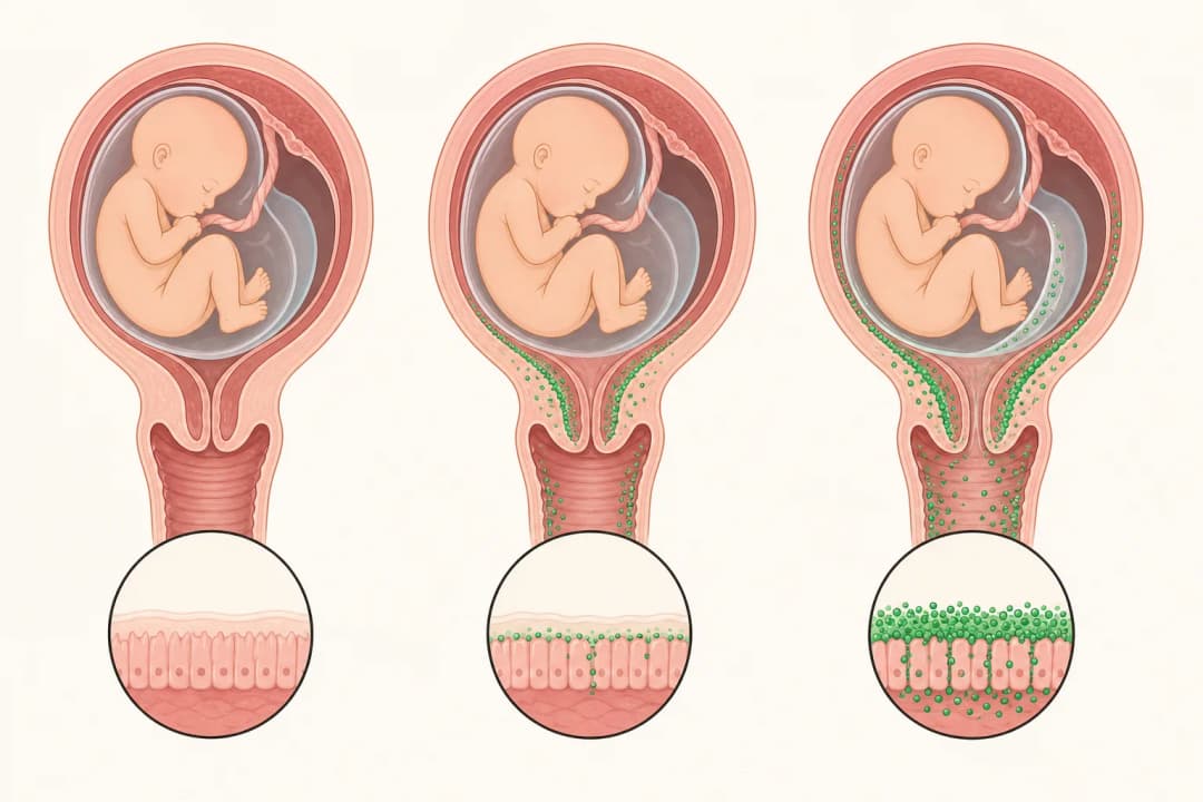 How the structures involved in Group B Strep in Pregnancy differ from normal