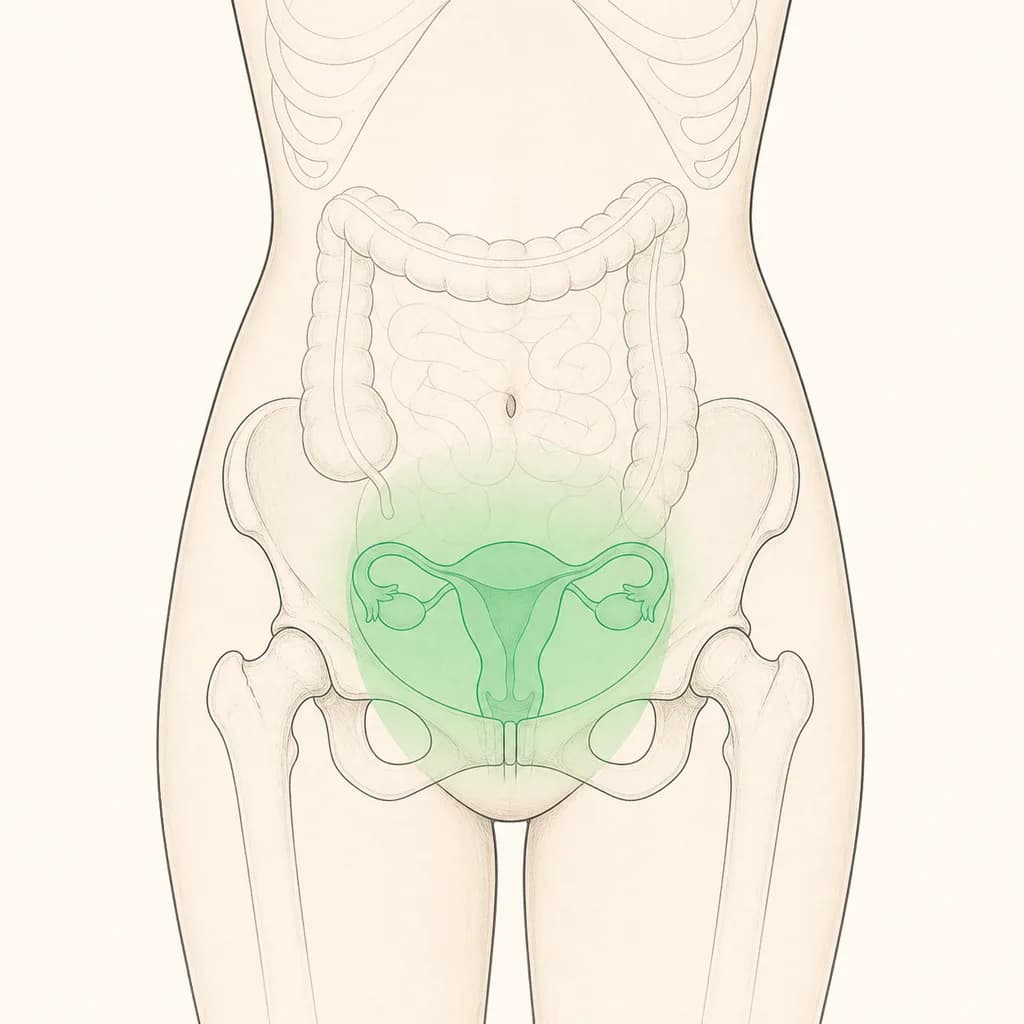 Where Heavy Periods is typically felt, shown on a simplified body outline