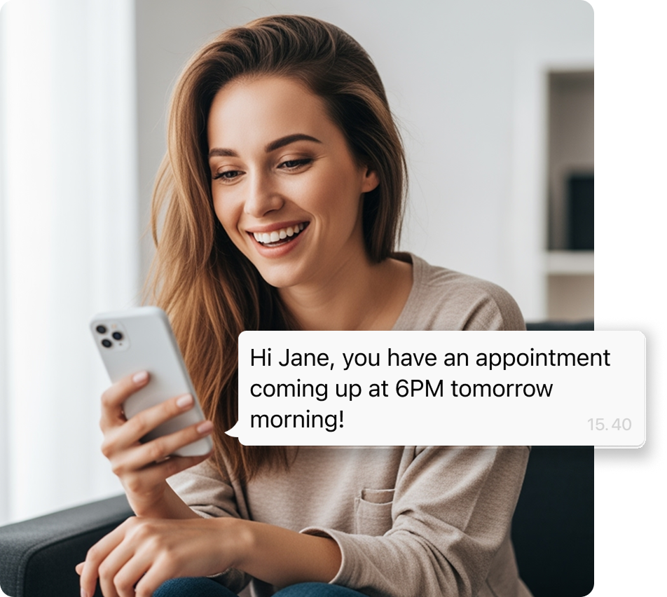 Woman using WhatsApp for healthcare appointment